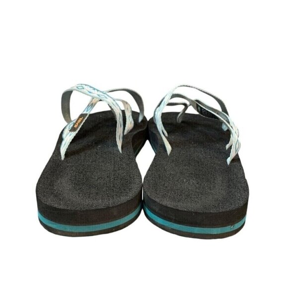Teva olowahu Sandals Womens 8 Teal Blue Black Flip Flips Shoes Patterned - Picture 4 of 7